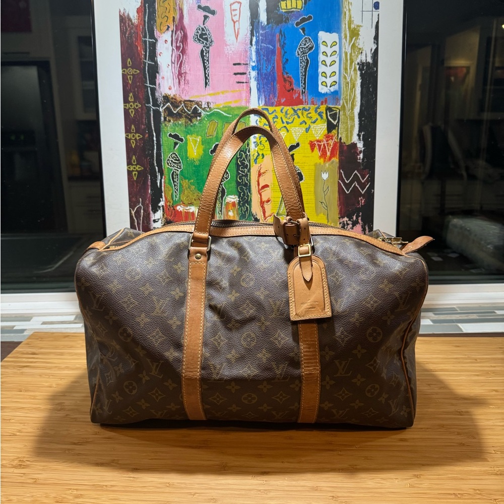 Louis Vuitton Sac Souple Duffle 45 Brown Leather Monogram Canvas